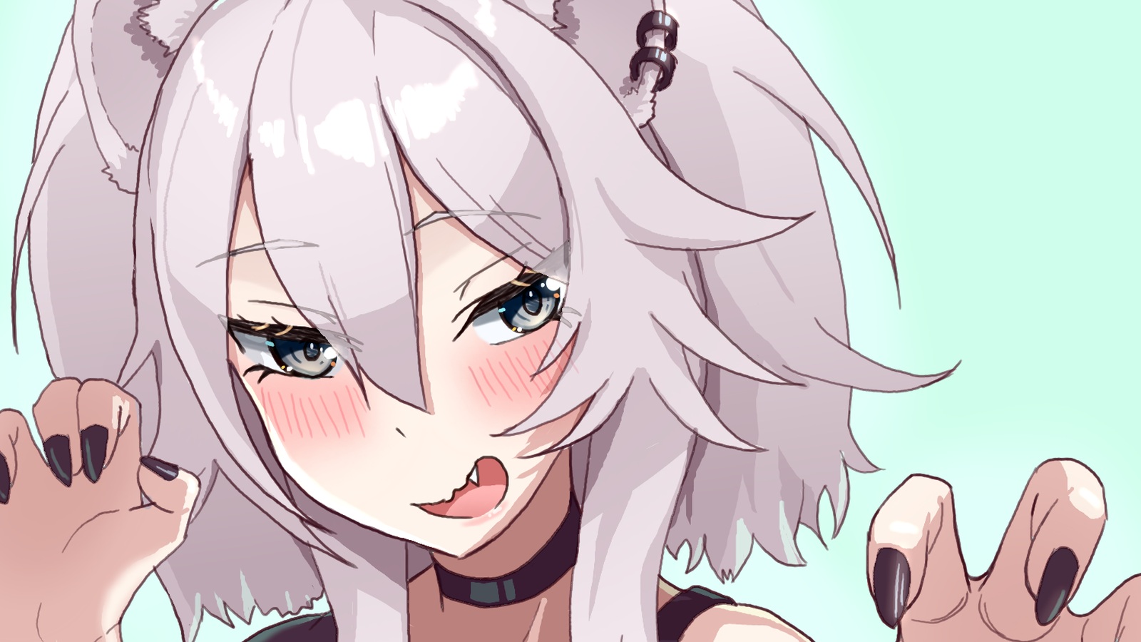 狮白牡丹角色插画